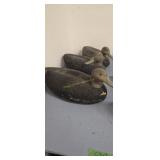 Three vintage cork duck decoys