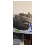Three vintage cork duck decoys
