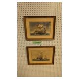 Pair of framed ship pictures