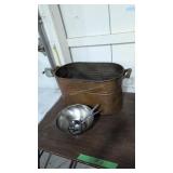 Vintage copper wash bowler silver plated salad
