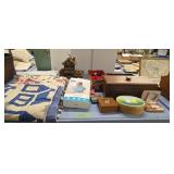 Quilts linens doll set tapes etc
