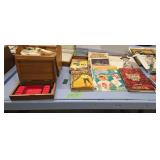 Sewing baskets jewelry box books