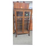 Oak ball and claw foot china cabinet double door