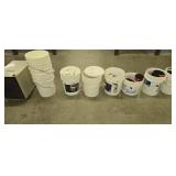Lot of buckets with nails screws miscellaneous