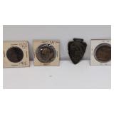 Four Vintage Tokens And Coins As Shown