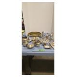 Silver Plated Serving Items And Satin Serving Tray