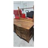 Oak wash stand with towel bar