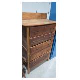 Antique oak five drawer tall chest 32 x18x48