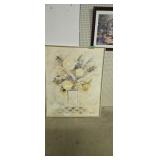 Large framed floral painting on canvas 41 x52