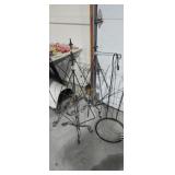 Lot of metal outdoor yard stands
