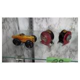 Vintage toy windup race car and tinker toy motors