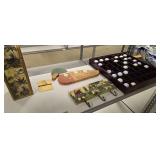 Golf balls with display case coat rack etc