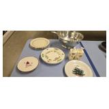 Large silver plated punch bowl Christmas plates