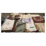 Lot of linens tablecloths etc