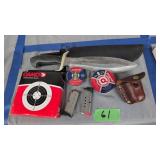 Bowie knife crosman pellets pistol clips as shown