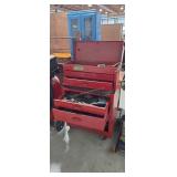 Roll around two section tool box with tools