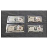 Four red seal $2 bills