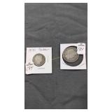 1899 Barber quarter and 1900 Barber half dollar
