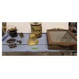 Brass Bell hanging wall display case small ducks