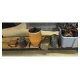 Wooden barrel tool boxes gas can cast iron