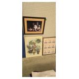 Golf print and two still life prints