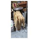 Four wooden folding TV trays