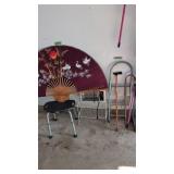 Oriental fan with birds handicap bath seat