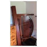 queen size poster bed frame with white shoe rack