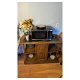 Microwave With Items On And In Server Glassware