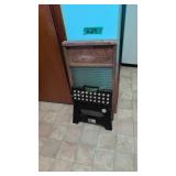 Vintage Wooden Washboard And Folding Stool