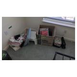 towels wrapping paper plastic stool blanket Bibles