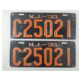 1933 New Jersey License Plates