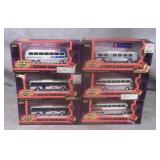 6pc Road Champs Diecast City/Tour Bus Lot