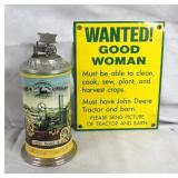John Deere Tin Sign/Danbury Mimt Stein