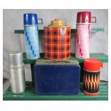 6pc Vintage Lunchbox & Thermos Grouping