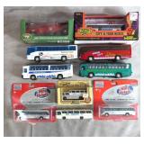 10pc Assorted Scale Diecast Bus Lot