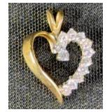 10K Yellow Gold Diamond Heart Pendant