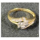 10K Yellow Gold Diamond Cluster Ring