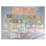 23pc 1920's-1980's Assorted Foreign Currency Lot