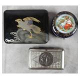 3pc Lacquer/Metal/Porcelain Box Grouping