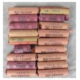 18 Rolls of 1918-1950 Lincoln Wheat Cent Pennies