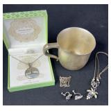 Sterling Silver Cup & Jewelry