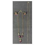 14K Gold Filled Necklace & Earring Set+