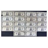 18pc 1935 $1 Blue Seal Silver Certificates