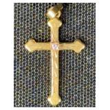 14K Gold Diamond Cross Pendant