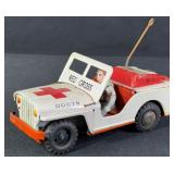 Vintage KO Japan Red Cross Jeep Tin Litho Toy