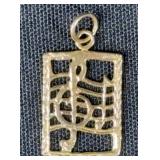 14K Gold Musical Notes Pendant