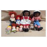 9pc Vtg Raggedy Ann & Andy Type Dolls
