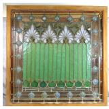 Antique Leaded, Stained & Jeweled Glass Window