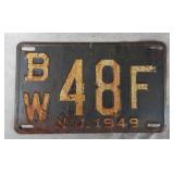 1949 New Jersey LIicense Plate